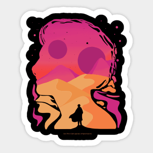 Paul Atreides on Arrakis, Double Exposure Minimalist Illustration Sticker